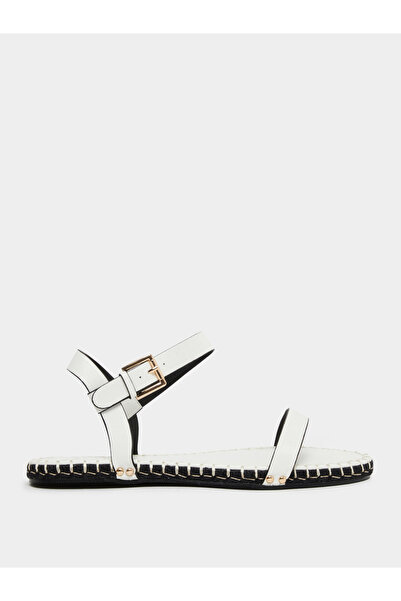 Raid By Styli Bambie White Ankle Strap Flat Espadrilles