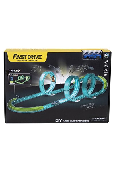 PopŞeker Fast Drive Yarış Seti - Karanlıkta Parlayan Arabalı ve Parkur Pistli