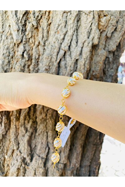 MAHMUT ÇİÇEK KUYUMCULUK Beyaz taşlı altın bileklik