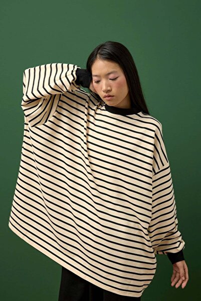 Ceylan Otantik Black Striped Sweat & Shalwar Pants Set