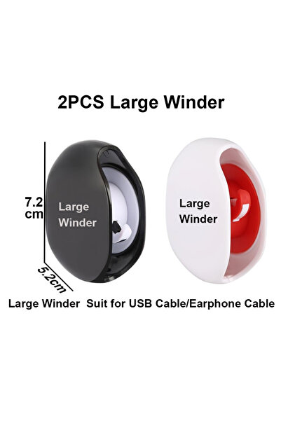 Choice 2large Black White Office Home Pocket Automatic Cable Winder/Retractab...