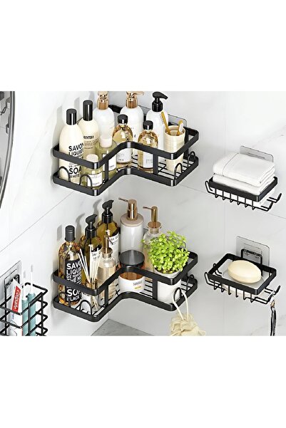 KESNUP Set complet de 5 rafturi pentru baie, utilizare universală, negru