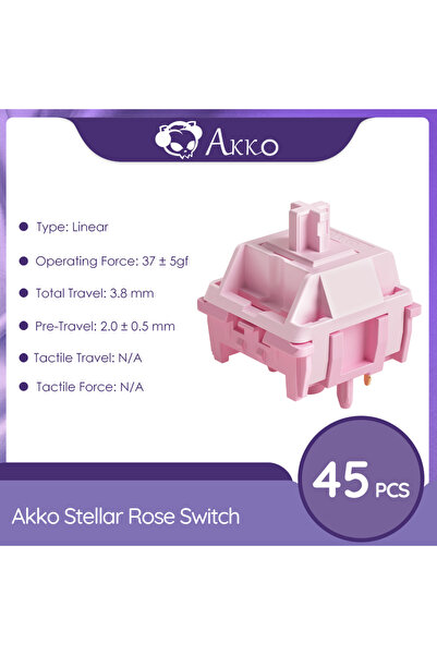 Choice مفاتيح Stellar Rose Akko V3 Pro لمسية/خطية للوحة المفاتيح الميكانيكية، عبوة من 45 قطعة قابلة للاستبدال