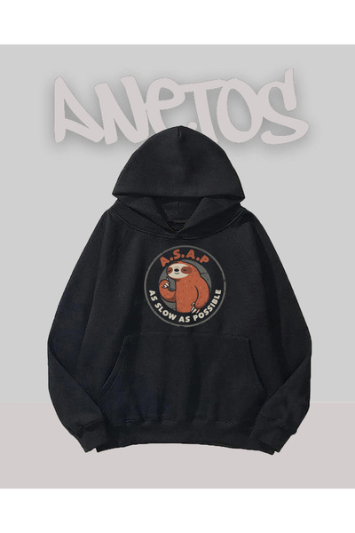 Anetos Μαύρο φούτερ με σχέδιο Asap As Slow As Possible με τύπωμα