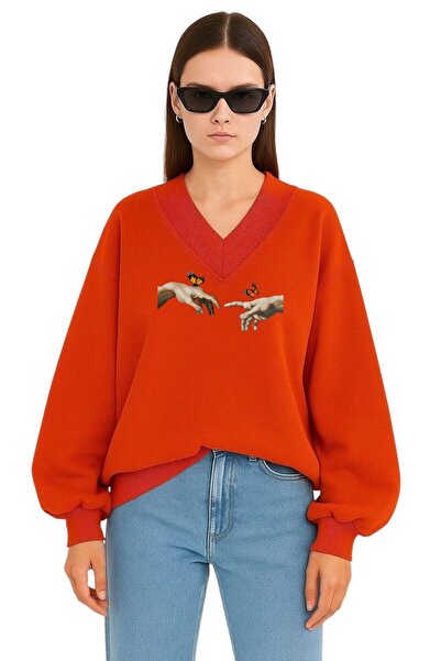 DM DOLCE MORE SWEATSHIRT UNISEX CU DECOLTEU IN V CU IMPRIMARE DEGETE