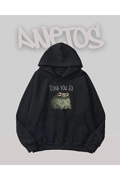 Anetos Toad You So Frog Design Negru Față cu imprimeu Swea tricou