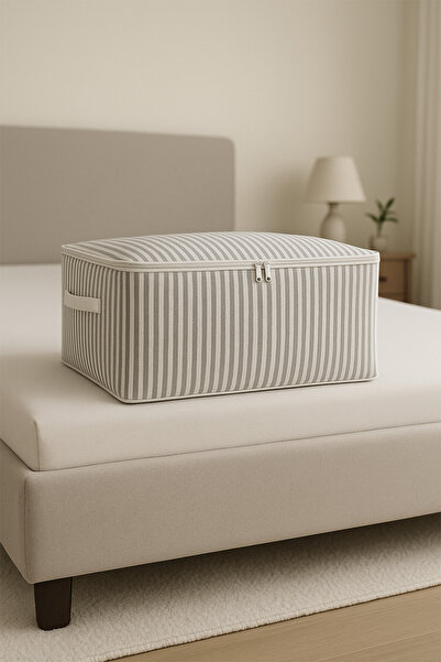 ADARYA HOME 8’li Antrasit Çizgili Baza Altı Çekyat Hurç 60×40×22 cm