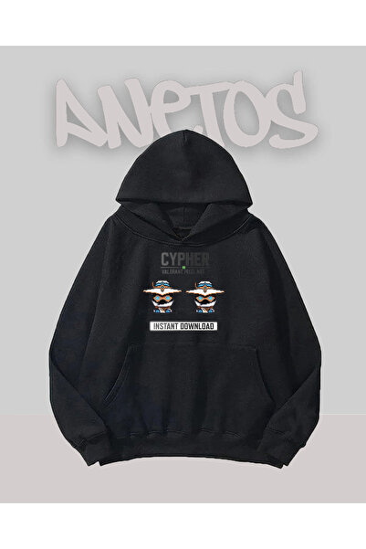 Anetos Cypher Design Black Front cu imprimeu Swea tricou