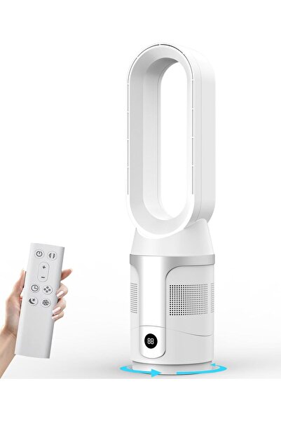 INGUNAR Bladeless Tower Fan for Bedroom, 20 Inch Air Purification Cooling Floor Fan with 90° Oscillating, R