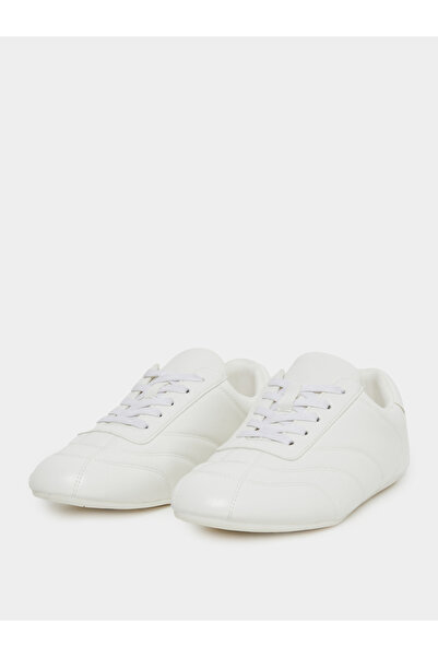 Styli Women White Lace Up Sneakers