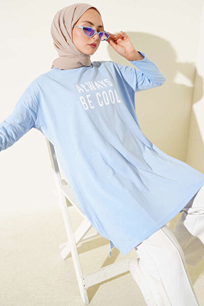 Smy moda Women's Printed Tunic Crew Neck Long Sleeve