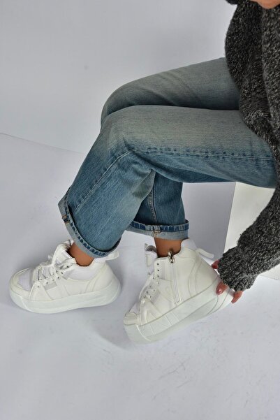 Fox Shoes V973019109 White Thick Soled Women's Sports Shoes Sneakers