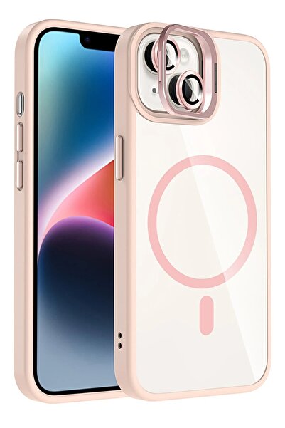 Khayra غطاء حماية آيفون 14 من آبل مع عدسة ريميم وحامل ماجسيف - وردي-(5796) - ESZAOC5871-5077