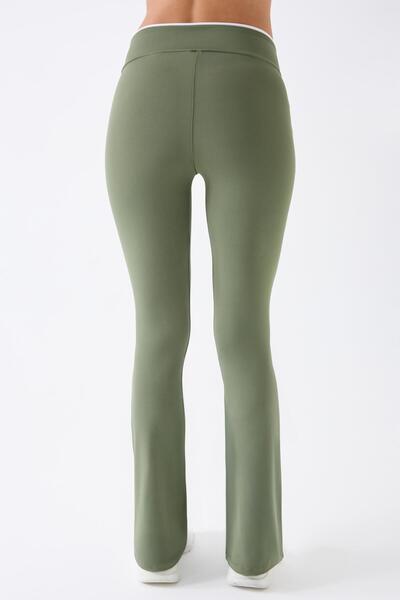 İmaj 486 Green Color Recovery and Extra Stretch Effect Normal Waist Spanish Leg Opening Maternity Leggings