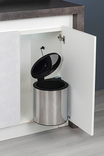 DrBambu Paslanmaz Çelik Dolap İçi Çöp Kovası 10 LT – Kapaklı, Dayanıklı ve Hi...