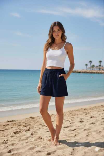 blackbonds Γυναικείο σορτς με τσέπη Muslin Çağla Green (100% βαμβάκι)