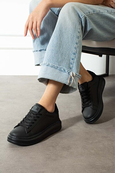 NAVİSHOES Μαύρα Unisex Sneaker Business School Lace-up αθλητικά παπούτσια 156NAV