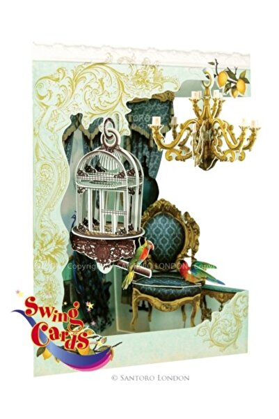 Santoro Felicitare 3D Swing Cards Candelabru si Pasare in colivie