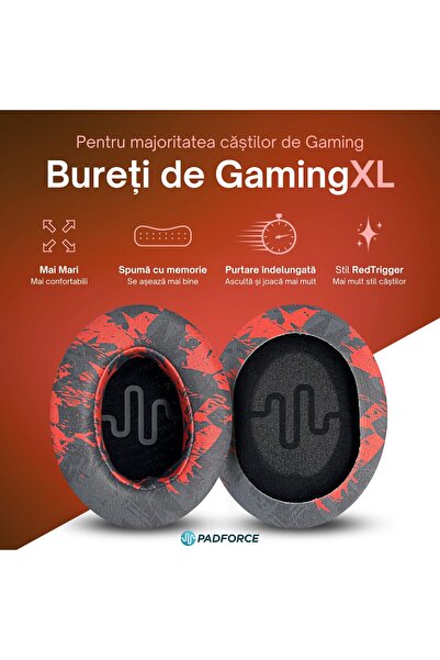 PadForce Set of 2 GamingXL sponges for HyperX, Aqirys, SteelSeries, Logitech, ATH, Velvet - RedTrigger