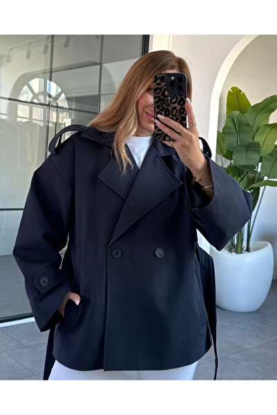 My Blog Синій Jade короткий тренч - 9609