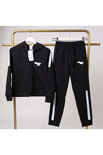 esmacamoda Boy's Written Gray Tracksuit Set