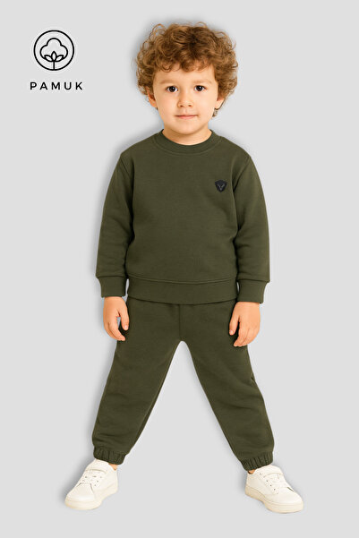 HK HOPKİDS Erkek Çocuk Giyim Düz Armalı İki iplik Kumaş Alt Üst Takım