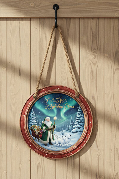 Dekor Vagonu زينة باب خشبية / ديكور حائط بتصميم عيد الميلاد