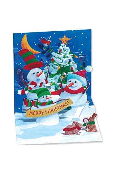 PopShots Minifelicitare 3D de Craciun Oameni de zapada