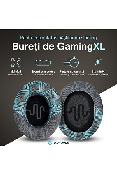 PadForce Set de 2 bureți GamingXL pentru HyperX, Aqirys, SteelSeries, Logitech, ATH, Velvet - Infinity