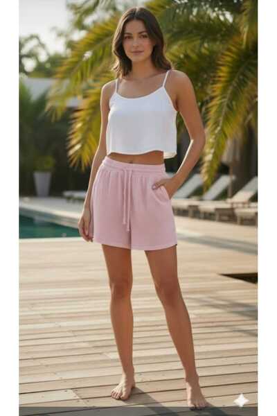 blackbonds Γυναικείο σορτς με τσέπη Muslin Çağla Green (100% βαμβάκι)