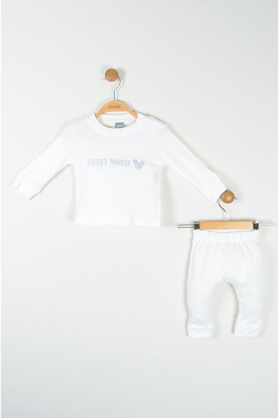 zubi baby & kids wear Sweet Mouse 3-Piece White Baby Set (0-12)