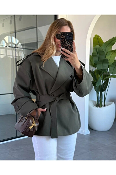 My Blog Haki Jade Kısa Trenç - 9609