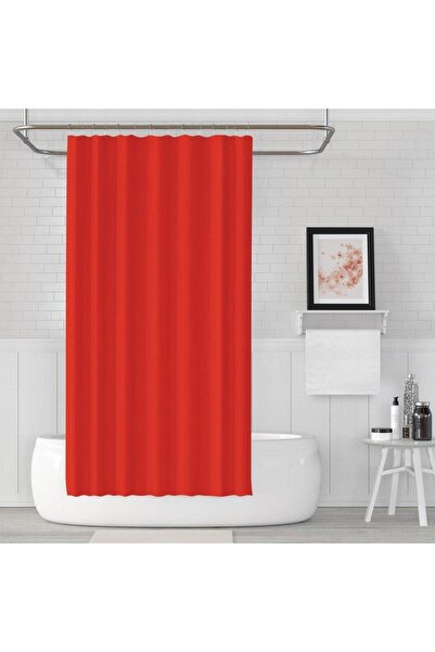 Zethome Bathroom Curtain 1X120X200 Single Panel Shower Curtain with Rings Shower Cabin Curtain 0010 Red