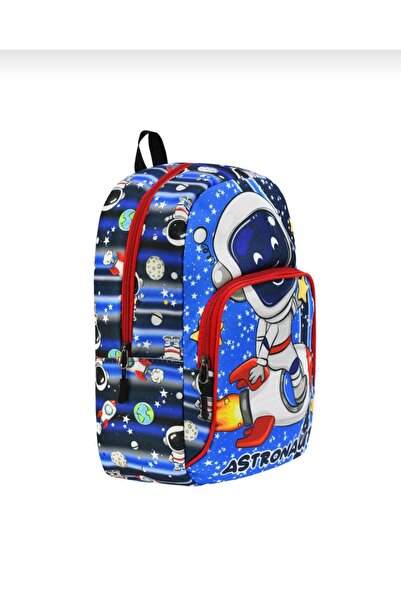 KY Anaokulu Kreş Erkek Çocuk Astronot Sırt Çantası Suluk Gözlü 2 Bölmeli