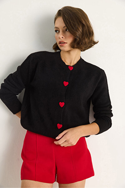 Bianco Lucci Women's Heart Buttoned Knitwear Cardigan 241075 60261233