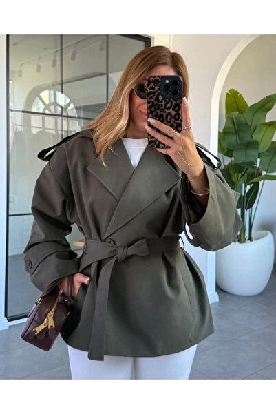 My Blog Haki Jade Kısa Trenç - 9609