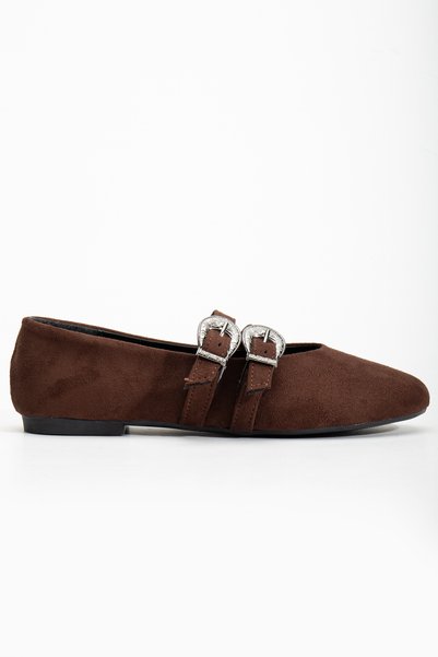 Atelier Lakonia Bitter Brown Suede Women's Ballerinas