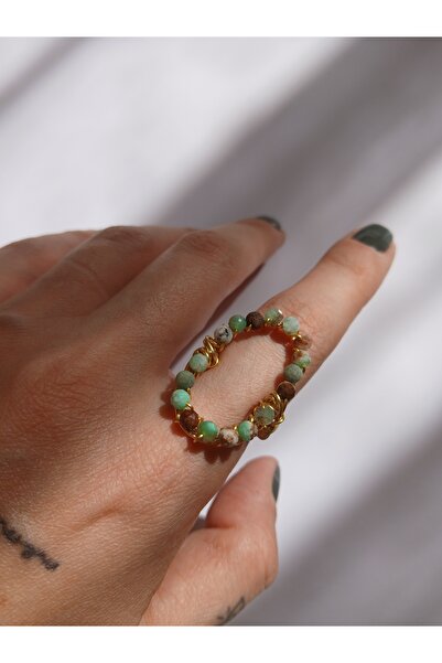 Medusa Accessories خاتم من السلك النحاسي بتصميم خاص مع حجر الكريزوبلاز الطبيعي