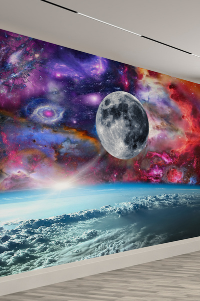 Textile Wallpaper with Space and Galaxy View