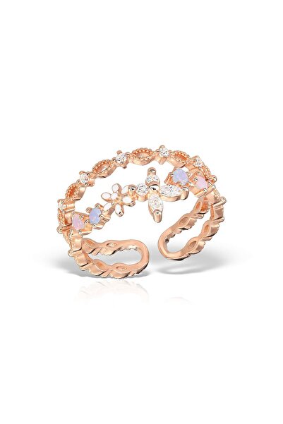 Hinari Inel din argint 925 placat cu aur roz, cu mozaic deschis