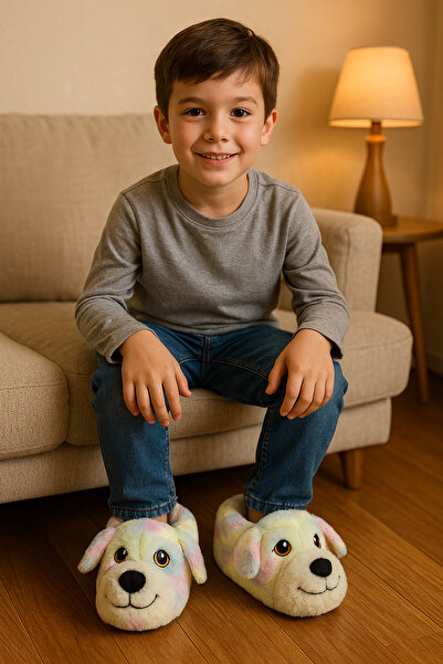 Shoebuo Peluş Panduf Hayvan Figürlü Çocuk Ev Botu Yumuşak Taban