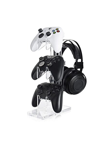PadForce controller holder compatible with Xbox, PS5, PS4, Switch, Headphones, Cable organizer - Transparent