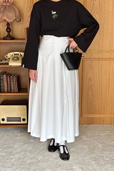 Ceylan Otantik Φούστα με λεπτομέρεια πλισέ εκρού
