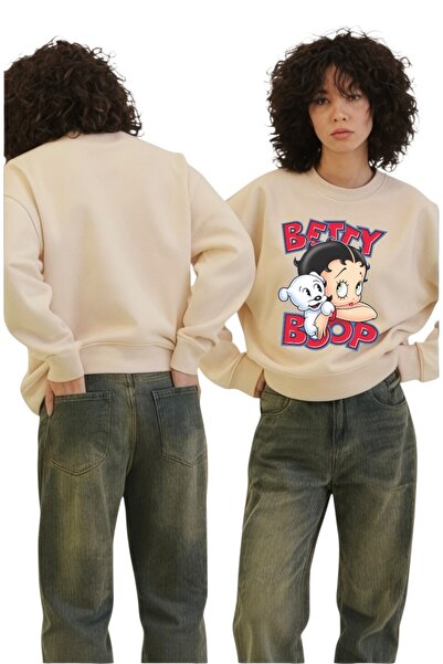 ArtYus Tricou unisex cu mânecă lungă Betty Boop Transfer cu imprimeu guler ro...