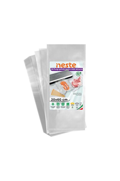 Neste Set 100 Pungi Gofrate Neste® Professional pentru vidare alimente, 20x60 cm