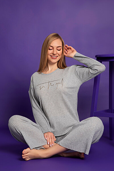 lacelove Nisanca Seasonal Long Sleeve Cotton Women's Pajamas Set