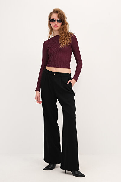 Addax Buttoned Wide Leg Pants Pn17564