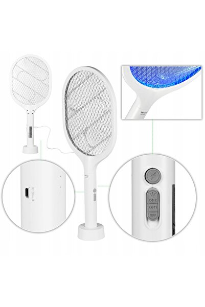 stuffix Electric racket for mosquitoes, flies or insects, IKV-959, UV, USB Charging, 2500V, White