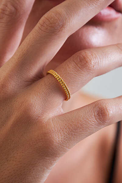 Ventino Silver 18K Altın Kaplama Sıra işlemeli 925 Ayar Gümüş Kadın Minimal Y...