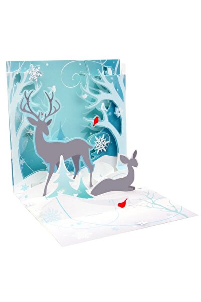 PopShots Felicitare 3D Cerb si caprioara iarna